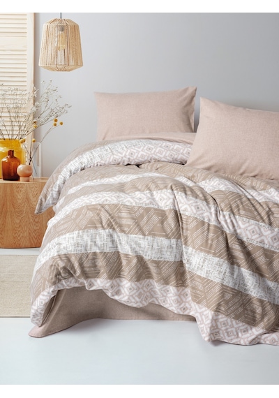 Cotton Box Flanel Tek Kişilik Nevresim Takımı Arrow Krem Krem