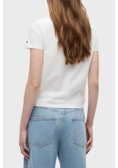 Tommy Jeans Logolu Pamuklu Bisiklet Yaka Kadın T Shirt T Shirt Dw0dw22905 Ybl Beyaz