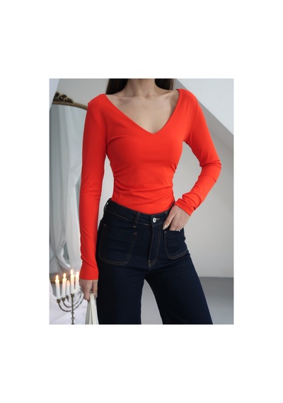 Paw Garage Kadın V Yaka Polyamid Bodysuit Beyaz