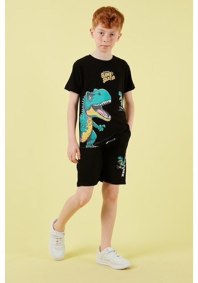 Lela Pamuklu Regular Fit Bisiklet Yaka Şortlu Alt-Üst Erkek Çocuk Takım 6212013 Siyah Lela Pamuklu Regular Fit Bisiklet Yaka Şortlu Alt-Üst Erkek Çocuk Takım 6212013 Siyah