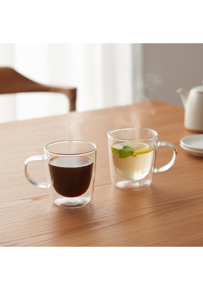 2'li Çift Cidarlı Kulplu Cam Fincan Seti - 100 Ml Isıya Dayanıklı Espresso Ve Türk Kahvesi Bardağı - El Yakmayan Modern Tasarım 2 Adet çok renkli