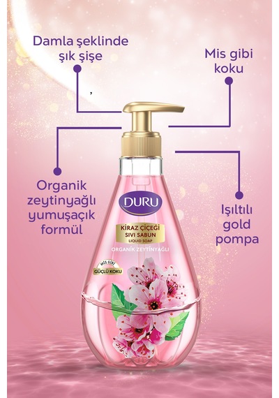 Organik Zeytinyağlı Kiraz Çiçeği Sıvı Sabun 1,5 1,5 500ml