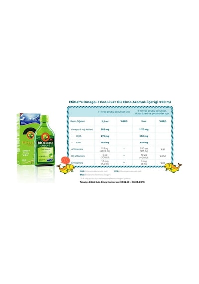 Möller'S Elma Aromalı Omega 3 Balık Yağı Sıvı Formu 250 Ml 2 Ad