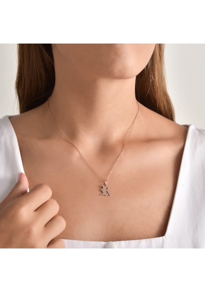 Kuyumcudukkani "force Zincirli İsim Kolye"büyük Harf Old English Font-33227-r-for Rose Gold