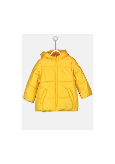 LC Waikiki Baby Sarı Kız Bebek Kapüşonlu Fermuarlı Mont