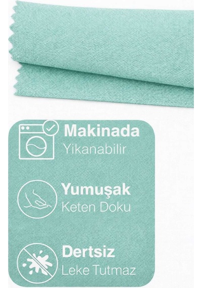 Perdeyap1980 Kadife Dokulu Mint Renk Masa Örtüsü Mint