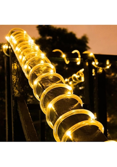 Solar Güneş Enerjili 10 Metre Neon Gün Işığı Şerit Flexible Dış Mekan Su Geçirmez Bahçe Aydınlatması Sarı Günışığı
