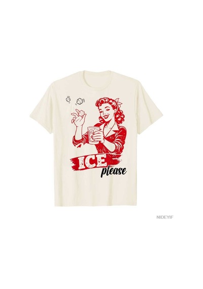 Flood Of Style Komik No Ice Lütfen Meme T-shirt Erkekler Kadınlar Için % 100% Pamuklu T Shirt Kısa Kollu Üst Bej