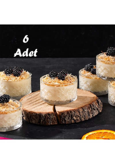 Porsima Te-10 Cam Kase Puding Tatlı Ve Dondurma Kasesi 6'li Kase Seti Dondurma Çerez Kasesi Diğer