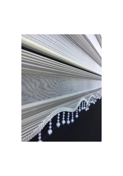 Gümüş Grisi Boncuklu Zebra Stor Perde Gümüş Grisi - 97805974 Gümüş Grisi