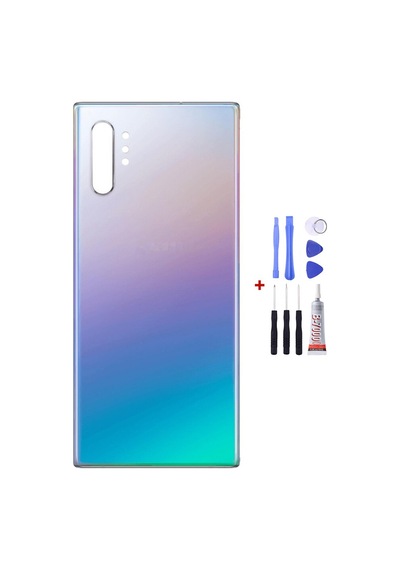 Samsung Note 10 Plus Mavi Uyumlu Arka Cam Kapak Pil Kapağı Tamir Set B7000 Set Mavi
