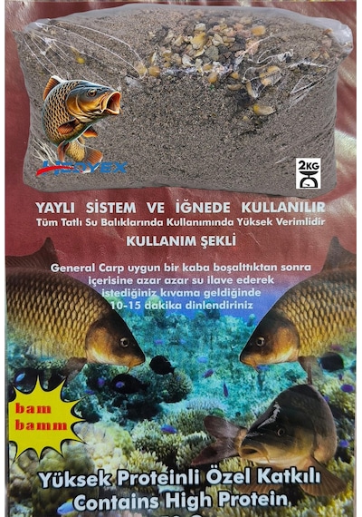 Hedyex 2kg Sazan Tozu Yüksek Proteinli Özel Katkılı Sazan Alabalık Avı Toz Yem