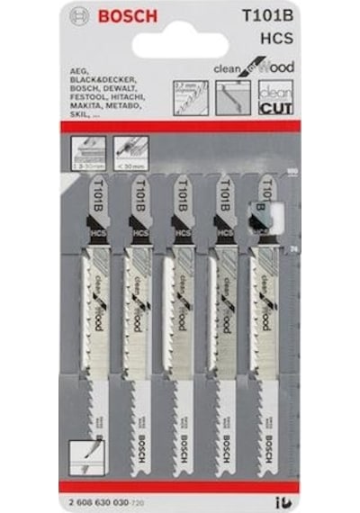 Bosch T 101 B Clean For Wood 5'li Dekupaj Testeresi Bıçağı - 2608630030