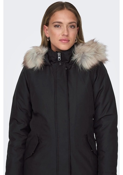 Only Bayan Uzun Mont Kapüşonlu Parka 15300633 Siyah