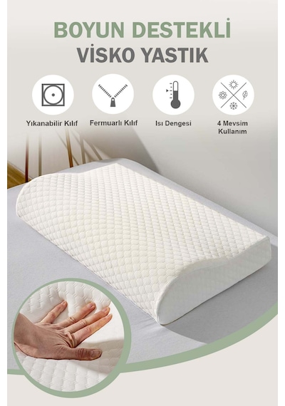 Rivaistanbul Valessa Viscon Ortopedik Yastık 35x55x10 Cm Ekru