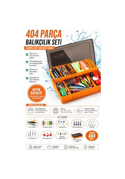 Valkyrie Profesyonel Balık Avı Seti 404 Parça Yem, Kanca, Kurşun, Sahte Yem Taşıma Kutulu Full Set