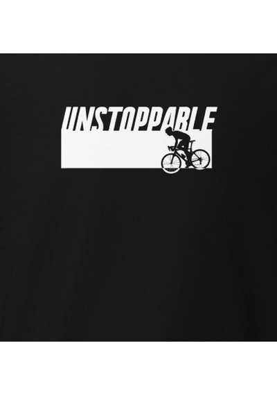 Wildstyle Unstoppable Durdurulamaz Bisiklet Motivasyon Baskılı Unisex Bisiklet Yaka Pamuklu Tişört Siyah