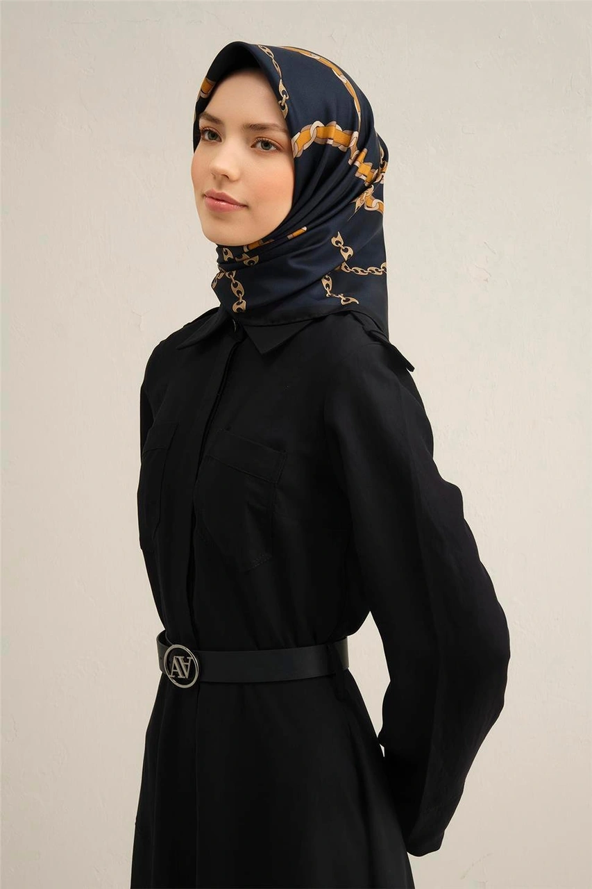 Armine Klasik Desenli Saf İpek Twill Eşarp 9346d 52 Laciver