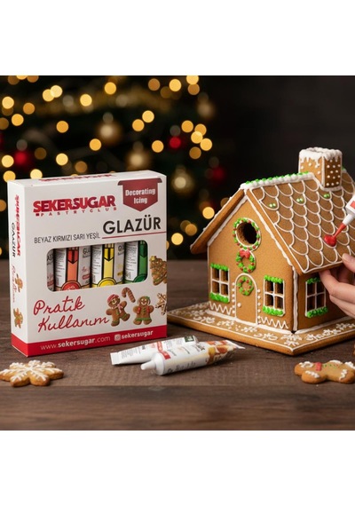Glazür 4 Lü Süsleme Seti 40 G Beyaz, Kırmızı, Sarı, Yeşil Pasta Ve Kurabiye Dekoru
