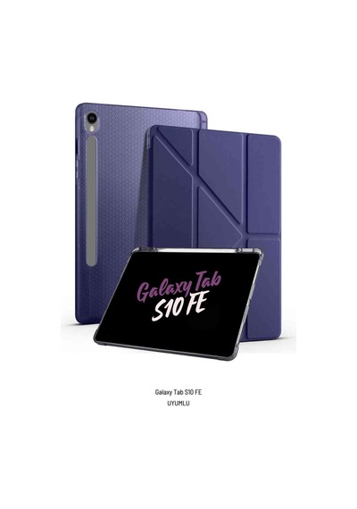 Fuchsia Galaxy Tab S9 11 İnç Sm-x710 İle Uyumlu Kalem Bölmeli Katlanabilir Standlı Tri Folding Tablet Kılıfı Kapaklı Kılıf