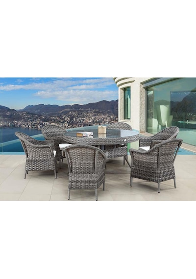 6 Kişilik Rattan Bahçe Yemek Takımı Rehome Kahverengi 6 Kişilik Rattan Bahçe Yemek Takımı Rehome Kahverengi
