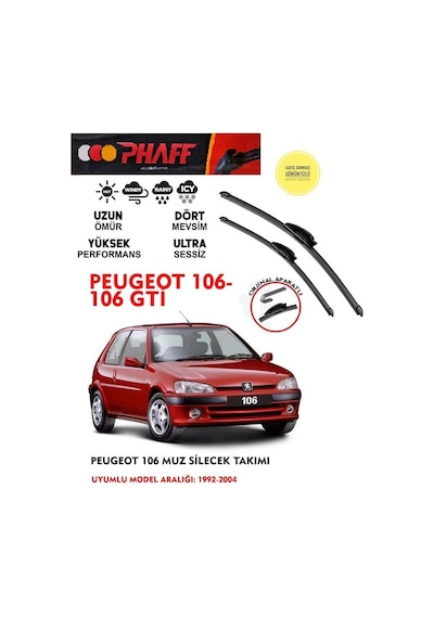 Peugeot 106 Vs 106 Gti Silecek Takımı 2003 Model Araca Özel Aparat