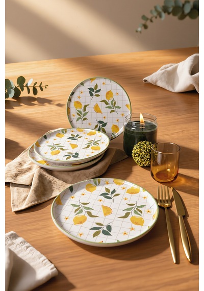 Keramika Lemon Nordic Pasta Tabağı 22 Cm 4 Adet 22090 Çok Renkli