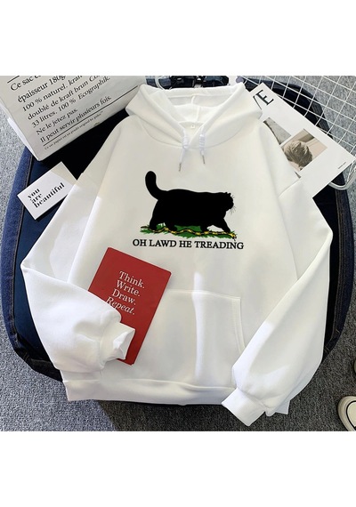 Startmore Beyaz Komik Kedihoodies Oh Lawd O Treading İ Rahat Rahat U Beyaz