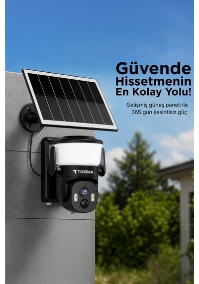 Güvenlik Kamerası Şarjlı Duvar Lambası Cmr30 Siyah Bina Dışı Güneş Panelli Gece Aydınlatma