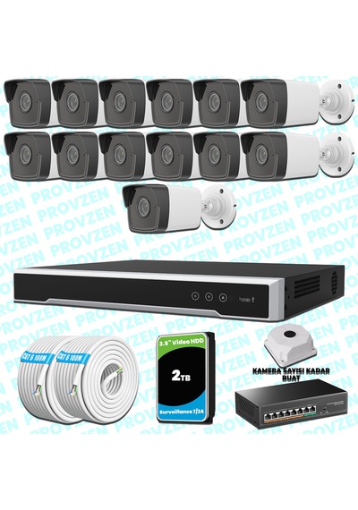 Provzen Hikvision 13 Ip Kameralı 4mp 1440p Mikrofonlu Güvenlik Kamerası