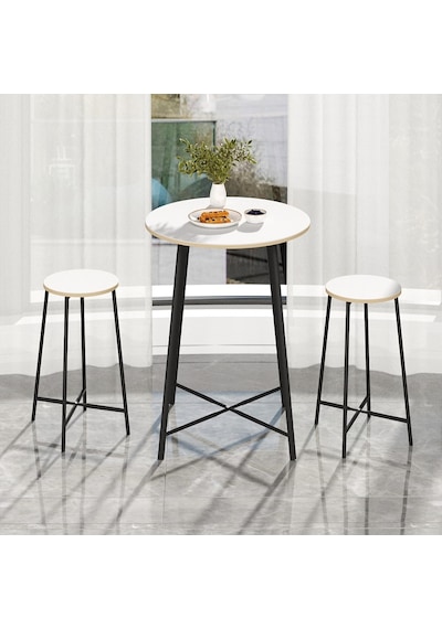 Oval 2 Kişilik Yemek Masası Bar Masası Mutfak Beyaz 1527