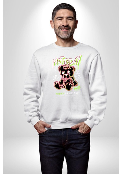 Bugün Değil Unisex Beyaz Sweatshirt Beyaz