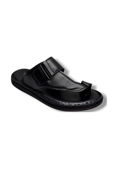Cakgo 120-26 Hakiki Deri Ultra Soft Parmak Arası Anatomik Erkek Terlik 40-47 Siyah