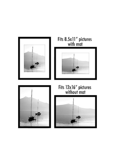 12 X 16 Resim Çerçevesi Seti 5 İnç Siyah - Mat İle 8,5 X 11 Resim Çerçevesi Veya 12x16 Çerçeve Olarak Kullanın -