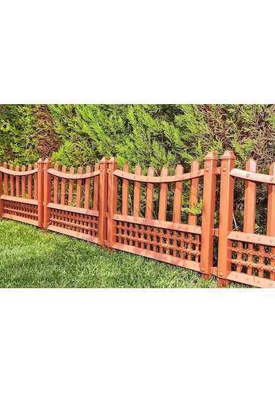 Omnipazar Sy-5998 Elite Plastik Dekoratif Bahçe Çiti 12'li Set 60x55 Cm Kahverengi