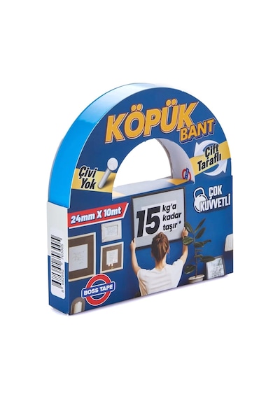 Boss Tape 3005 Çift Taraflı Köpük Bant 24mmx10m Çok Kuvvetli 15kg