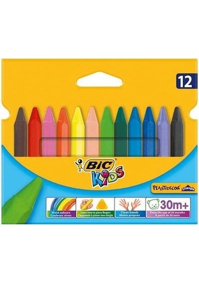 Bic Kids Plastidecor Üçgen Pastel Boya 12 Renk - Elleri Kirletmez Silinebilir Boya Kalemi