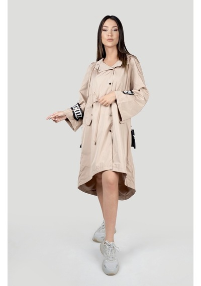 Pua Fashion Bej Sırt Arma Trenchcoat 001