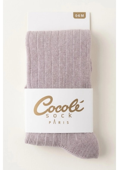 Cocole Socks Kız Bebek Külotlu Çorabı Pamuklu Gül Kurusu Derby Çizgili 0-24 Ay