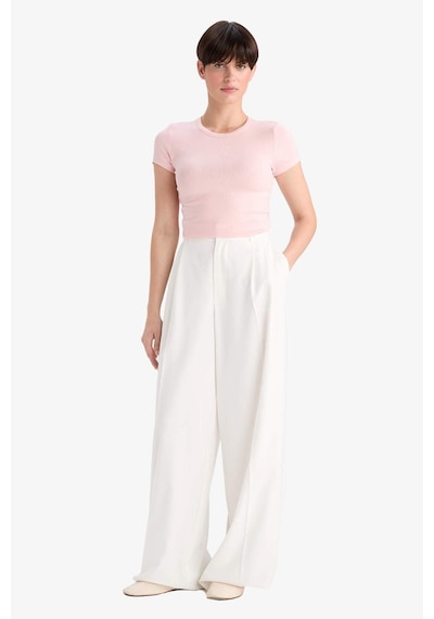 Defacto Slim Fit Dar Kesim Bisiklet Yaka Kısa Kollu Tişört G2761ax25aupn638 Pembe