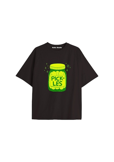 Kalic Studio Y2k Vintage Pickles Baskılı Siyah T-shirt Kod 226 Siyah-226
