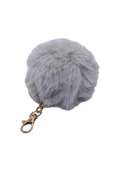 Gümüş Renk Peluş Ponpon Anahtarlık 971