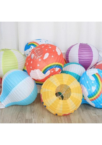 Dekoratif Renkli Kağıt Dilek Feneri Balonu Renkli Uçan Balon 5492 11
