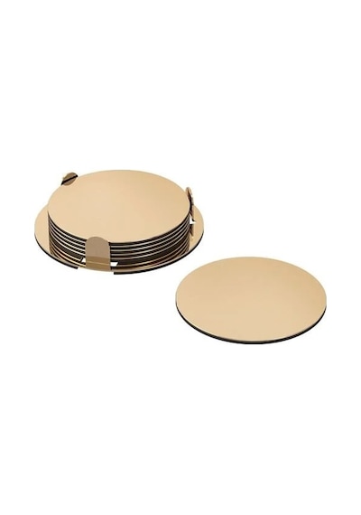 Sumuhome Glattıs Bardak Altlığı Pirinç Rengi 8.5 Cm 6 Adet Altın