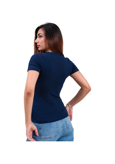 Thiff Kadın Ribana Buzy V Yaka T-shirt Tişört Lacivert