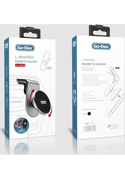 Go Des GD-HD676 L-Shaped Magnetik Araç Telefon Tutucu ZORE-221180 221180