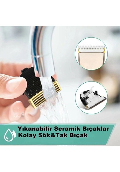 6066 Şarjlı Saç Sakal Ense Vücud Traş Makinesi Yedek Bataryalı Erkek Bakım Kit Profosyonel Kuaför