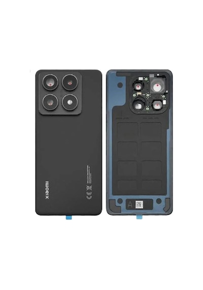 Xiaomi Mi 14t Pro Siyah Kamera Camlı Arka Cam Batarya Pil Kapağı Telefon Arka Kapak 25174724