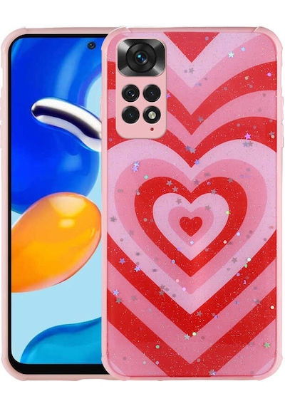 Redmi Note 11s Global Kılıf Simli Desenli Kamera Korumalı Parlak Tchs Popy Kapak - Çiçek Çiçek
