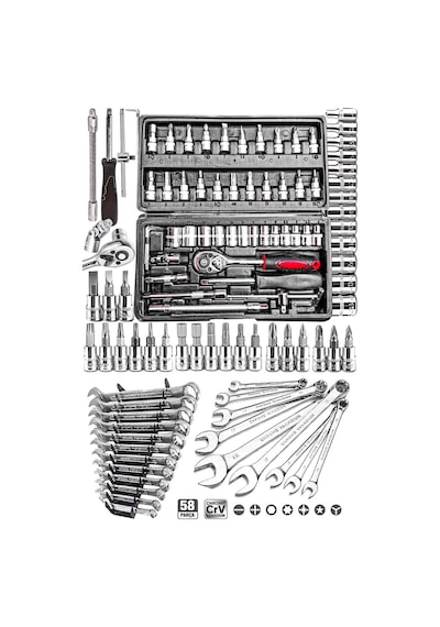 Premium 58 Parça 46mini Lokma Takımı Otomatik Cırcırlı 1/4" 12 Parça Kombine Açık Ağız-yıldız Takım